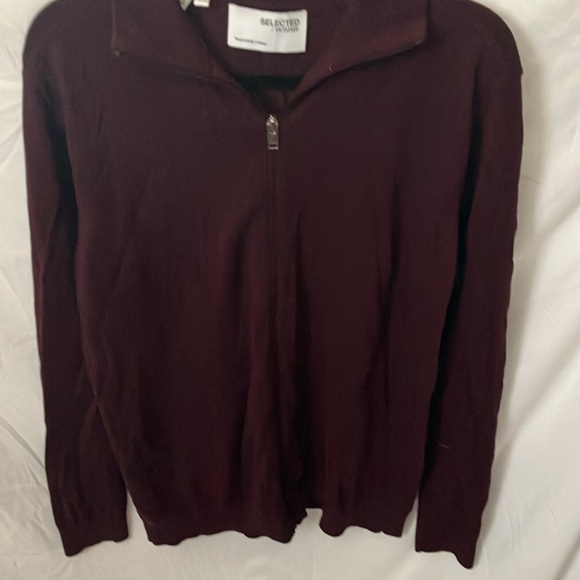 Selected: Maroon Cardigan Sweater- 100% cotton- zipper - Picture 6 of 16